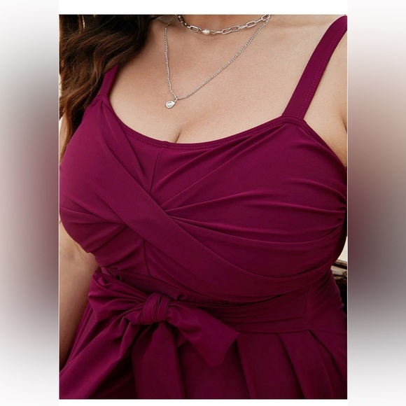 BloomChic Bowknot Crossover Pleated Detail Swim Dress us12 - Picture 4 of 8